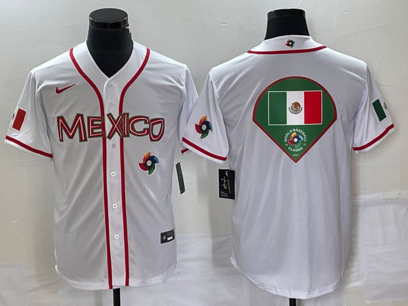 Men 2023 World Cub Mexico Blank White Nike MLB Jersey22->more jerseys->MLB Jersey